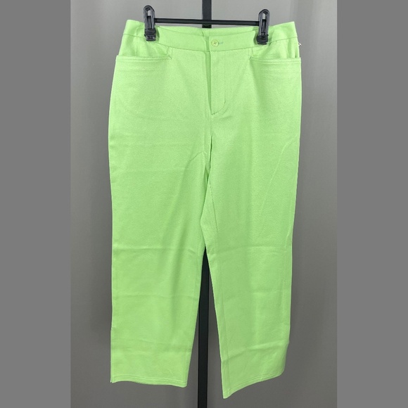NEW Nordstrom Pants Womens 4 green cotton straight leg designer casual colorful - Picture 1 of 10